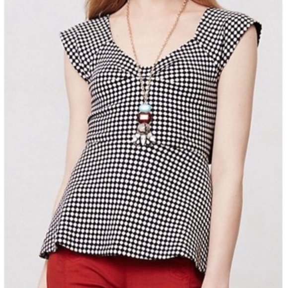 | Anthropologie | Deletta Neo Gingham Peplum Top - Picture 3 of 11